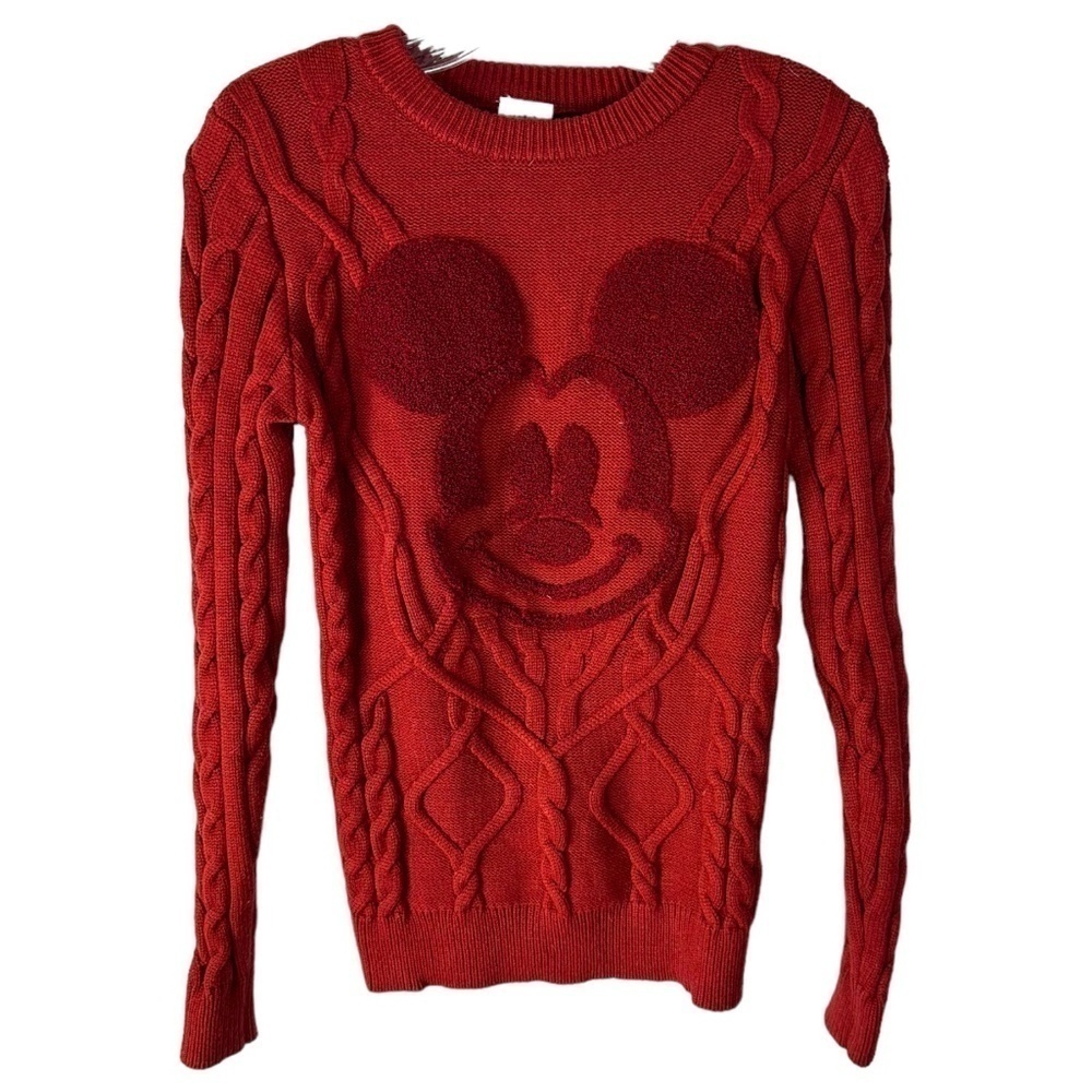 Disney Parks Mikey Mouse Cable Knit Sweater Pull Over Sweater SZ XS